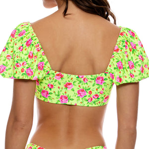 TI AMO - Puff Sleeve Bralette Top