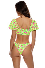 TI AMO - Puff Sleeve Bralette Top & Reversible Ruffle High Leg Brazilian Bottom • Radiant Yellow