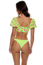 TI AMO - Puff Sleeve Bralette Top & Reversible Ruffle High Leg Brazilian Bottom • Radiant Yellow