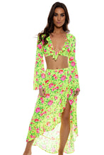 TI AMO - Ruffle Bell Sleeve Crop Top & Ruffle High Lo Slit Skirt • Radiant Yellow