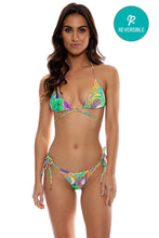 POSITANO - Looped Triangle Top & Seamless Reversible Wavy Ruched Back Brazilian Tie Side Bottom • Multicolor