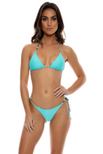 ANIMALE - Seamless Revesible Triangle Top & Seamless Reversible Wavy Ruched Back Brazilian Tie Side Bottom • Aqua