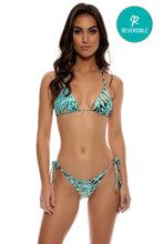 ANIMALE - Seamless Revesible Triangle Top & Seamless Reversible Wavy Ruched Back Brazilian Tie Side Bottom • Aqua