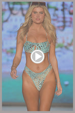 ANIMALE - Square Neck Underwire Top & Seamless Full Ruched Back Bottom • Aqua Runway