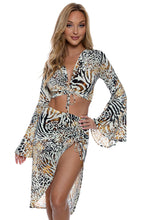 ANIMALE - Bell Sleeve Scrunched Crop Top & Drawstring Tulip Skirt • Cream