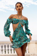 ANIMALE - Long Sleeve Cut Out Short Dress • Aqua