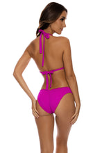 CAPRI - Triangle Halter Top & Seamless Full Ruched Back Bottom • Fuchsia