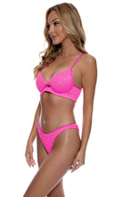 BELLA - Underwire Top & High Leg Brazilian Bottom • Metallic Hot Pink