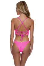 BELLA - Underwire Top & High Leg Brazilian Bottom • Metallic Hot Pink