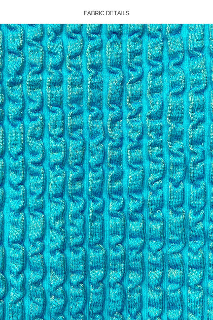 BELLA - Open Front Bralette Top & Seamless Wavy Ruched Back Bottom • Sea Blue