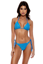 CHASING STARS - Sequins Triangle Top & Sequins Ruched Back Brazilian Tie Side Bottom • Sky Blue