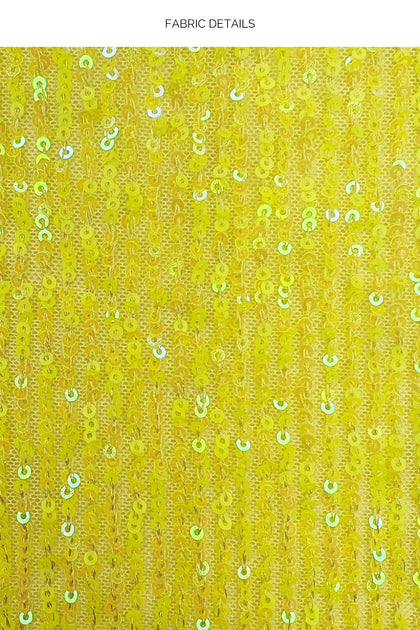 CHASING STARS - Sequins Triangle Halter Top & Sequins Full Ruched Back Bottom • Neon Yellow