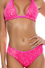 CHASING STARS - Sequins Triangle Halter Top & Sequins Full Ruched Back Bottom • Pink