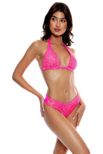 CHASING STARS - Sequins Triangle Halter Top & Sequins Full Ruched Back Bottom • Pink