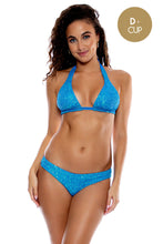 CHASING STARS - Sequins Triangle Halter Top & Sequins Full Ruched Back Bottom • Sky Blue