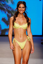 CHASING STARS - Sequins Balconette Top & Sequins Ruched Back Brazilian Tie Side Bottom • Neon Yellow Runway