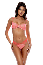 CHASING STARS - Sequins Balconette Top & Sequins Multi Strap Brazilian Bottom • Coral