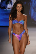 LULI REEF - Strap Bandeau Top & Reversible Banded High Leg Ruched Back Brazilian Bottom • Multicolor Runway