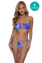 LULI REEF - Reversible Multiway Scrunched Cup Bandeau Top & Reversible Seamless String Brazilian Tie Side Bottom • Multicolor