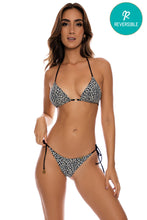 LULI CHEETAH - Looped Triangle Top & Seamless Ruched Back Brazilian Tie Side Bottom • Multicolor