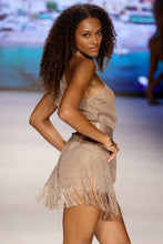 LULI SANDS - Asymmetrical One Shoulder Short Caftan • Copper Runway
