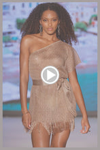 LULI SANDS - Asymmetrical One Shoulder Short Caftan • Copper Runway