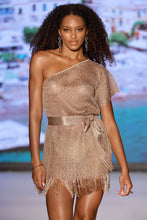 LULI SANDS - Asymmetrical One Shoulder Short Caftan • Copper Runway