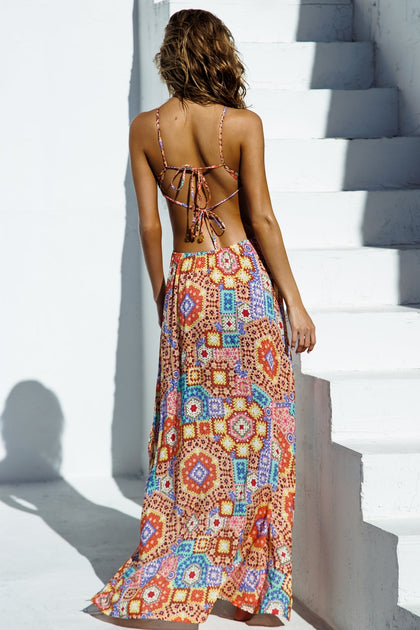 RETRO LULI - Cut Out Long Dress • Multicolor