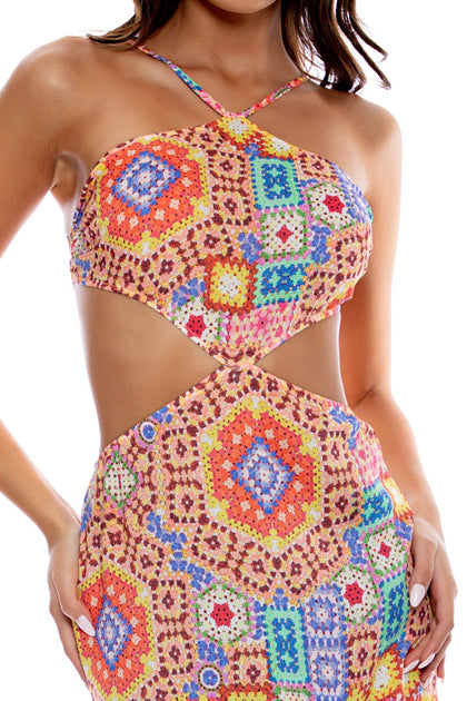 RETRO LULI - Cut Out Long Dress • Multicolor