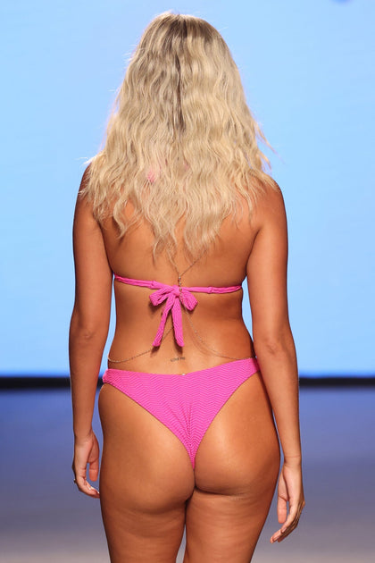AMAZONIA - Triangle Halter Top & High Leg Brazilian Bottom • Pink Orchid Runway
