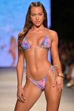 JUNGLE FEVER - Crystallized Seamless Triangle Top & Crystallized Seamless Wavy Ruched Back Tie Side Bottom • Multicolor Runway