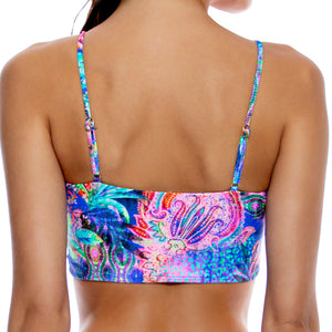 JUNGLE FEVER - Drawstring Halter Peek-a-boo Cropped Top