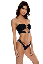 JETSET LULI - Double Loop Bandeau Crop Top  & Strappy Loop Brazilian Scrunch Bottom • Black