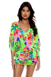 LULI TROPICS - Cabana V Neck Dress • Multicolor