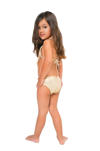 RAYITO DE SOL - Fringe Triangle Top Ruched Back Bikini • Gold Rush