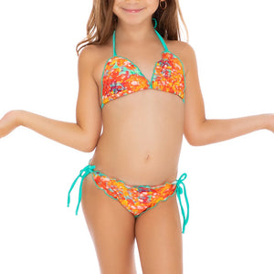 FIESTA DE FLORES T - Wavey Triangle Top Ruched Back Tie Side Bikini