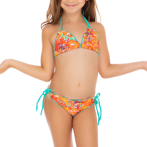 FIESTA DE FLORES T - Wavey Triangle Top Ruched Back Tie Side Bikini