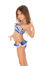 SPANISH LULLABY - Lace Ruffles Bandeau Top Bikini • Multicolor