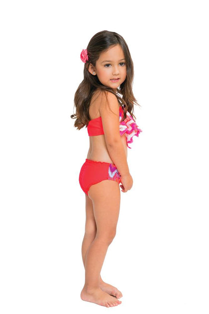 FLAMINGO BEACH - Cascade Halter Top Ruched Back Bikini • Multicolor