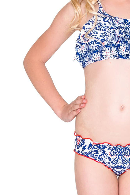 NAUGHTY GIRL - Ruffle Layered Top Ruched Back Bikini • Multicolor