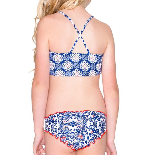 NAUGHTY GIRL - Ruffle Layered Top Ruched Back Bikini