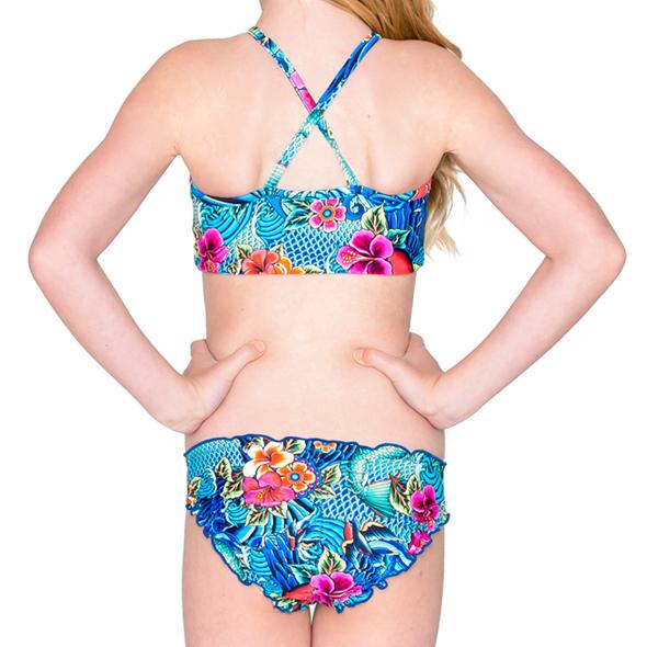 INKED BABE - Ink Mesh High Neck Top Ruched Back Bikini