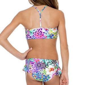 GUAJIRA SUPERSTAR - T Back Ruffle High Neck Top Bikini