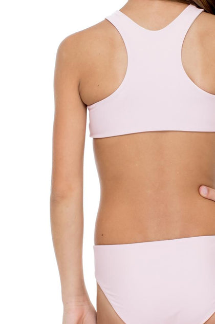 LA CORREDERA - Eyelets Lace Up High Neck Top Bikini • Niña