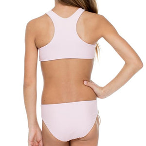 LA CORREDERA - Eyelets Lace Up High Neck Top Bikini